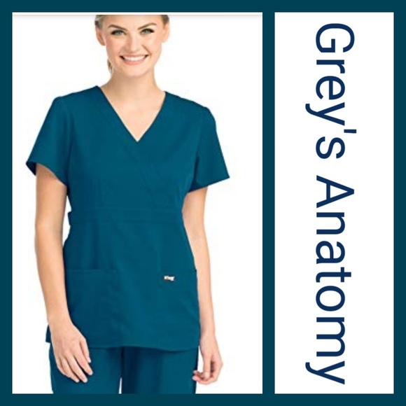 Like New! Grey's Anatomy Mock Wrap Scrub Top - Picture 2 of 7